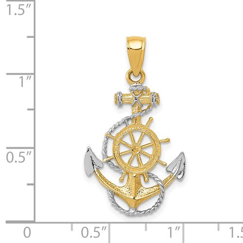 TWO-TONE 14K YELLOW GOLD & RHODIUM CAPTAIN'S PENDANT