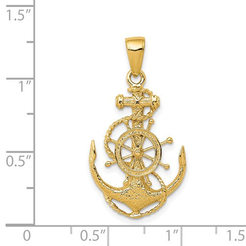 14K YELLOW GOLD ANCHOR AND HELM PENDANT