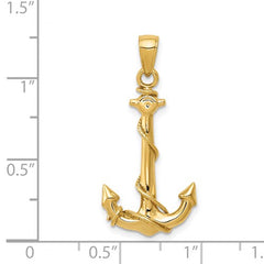 14K ANCHOR WITH ROPE PENDANT