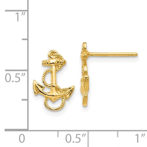 14K ANCHOR WITH ROPE TRIM POST EARRINGS