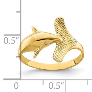 14K Playful Fan-Tailed Dolphin Ring