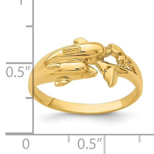 14K Dueling Dolphins Ring