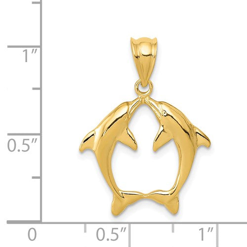 14k Two Dolphins Pendant
