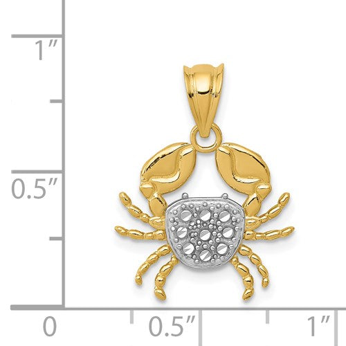 Two-Toned 14K & Rhodium Crab Pendant