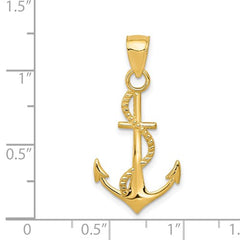 14K YELLOW GOLD ANCHOR AND ROPE PENDANT