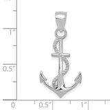 14K WHITE GOLD ANCHOR AND ROPE PENDANT