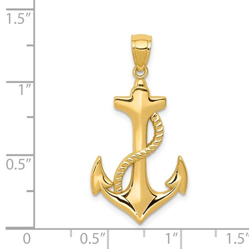 14K ANCHOR AND ENTWINED ROPE PENDANT