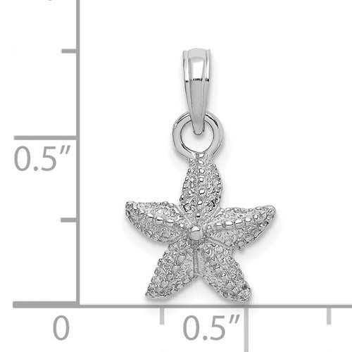 Intricate 14K White Gold Starfish Pendant