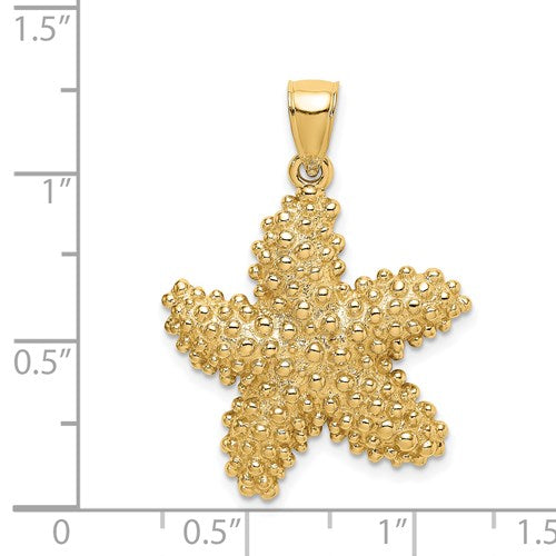 14K BEADED STARFISH CHARM PENDANT