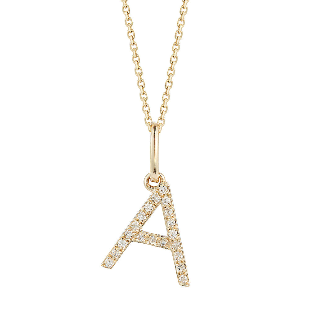 14K DIAMOND LETTER A ON 18 INCHES CHAIN