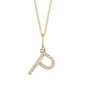 14K DIAMOND INITIAL "P" NECKLACE