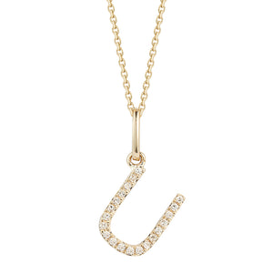 14K DIAMOND INITIAL "U" NECKLACE