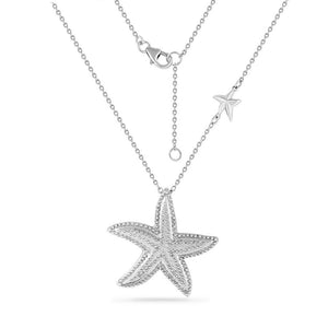 STERLING SILVER STARFISH NECKLACE WITH PIN POINT DETAIL ON 18 INCHES CHAIN