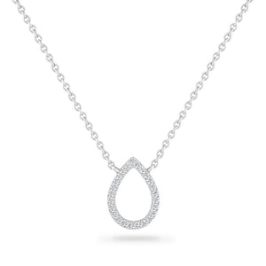 14K PEAR SHAPE  NECKLACE WITH 26 DIAMONDS 0.09CT 18 INCHES LENGTH