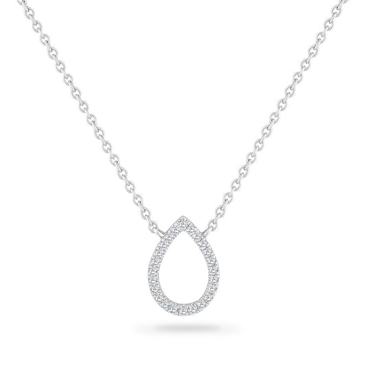 14K PEAR SHAPE  NECKLACE WITH 26 DIAMONDS 0.09CT 18 INCHES LENGTH