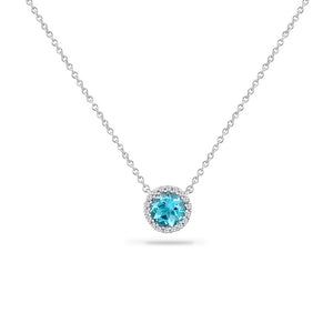 14K ROUND BLUE TOPAZ NECKLACE