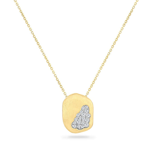 14K FREE FORM PENDANT WITH 11 DIAMONDS 0.12CT ON 18 INCHES CHAIN
