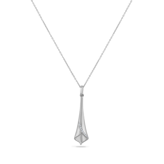 14K CALLA LILY PENDANT WITH 11 DIAMONDS 0.06CT ON 18 INCHES CHAIN