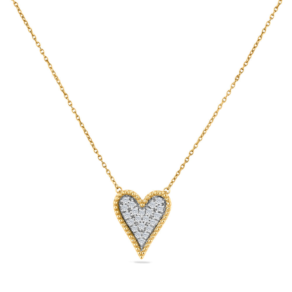 14K DIAMOND HEART PENDANT WITH 21 DIAMONDS, TDW 0.21CT ON 18 INCHES CURB CHAIN