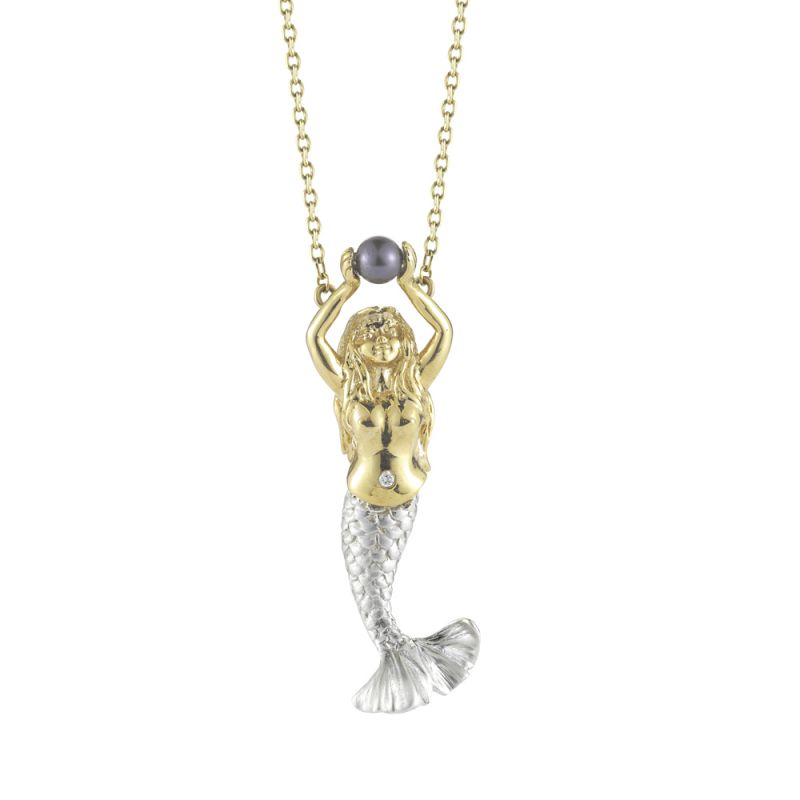 Gold Miss Scuba Mermaid Necklace with Swarovski Crystal