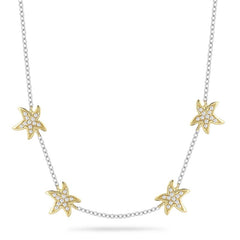 14K Delicate Diamond Starfish Quartet Necklace