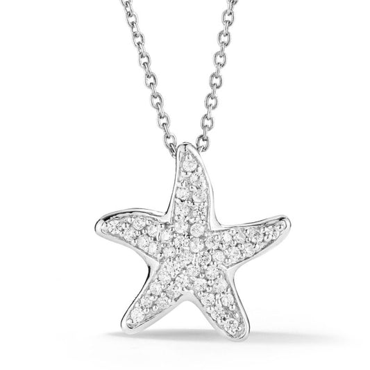 14K Pave Starfish Diamond Necklace