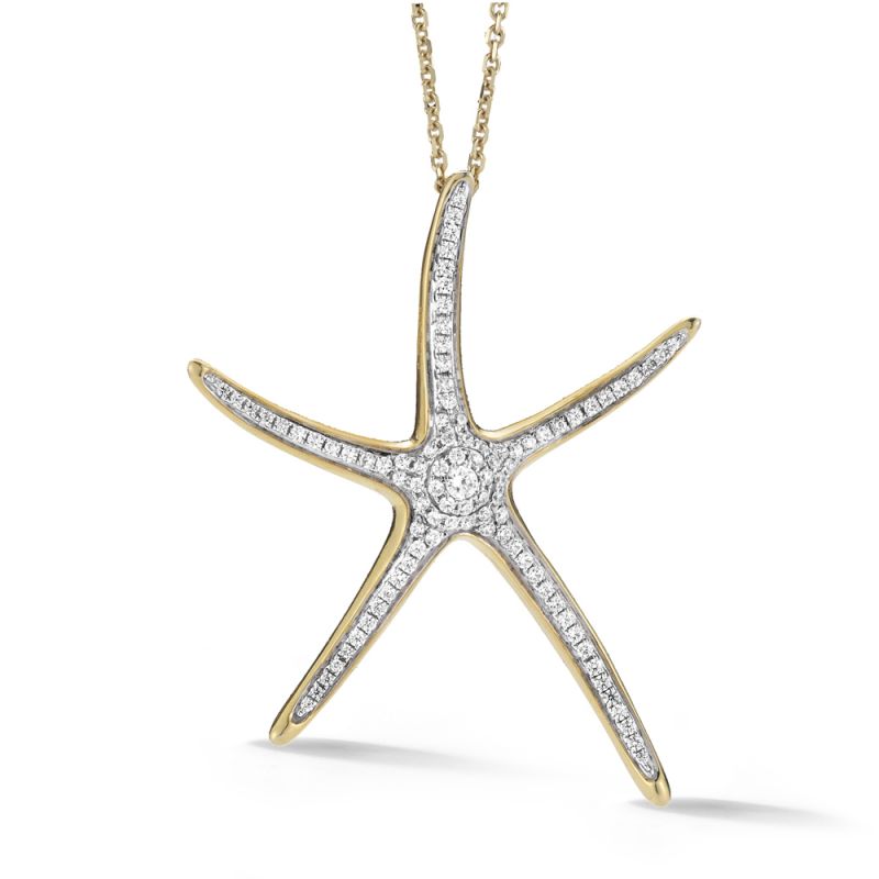 14K Contemporary Diamond Starfish Necklace