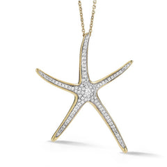 Collier étoile de mer diamant contemporain 14K
