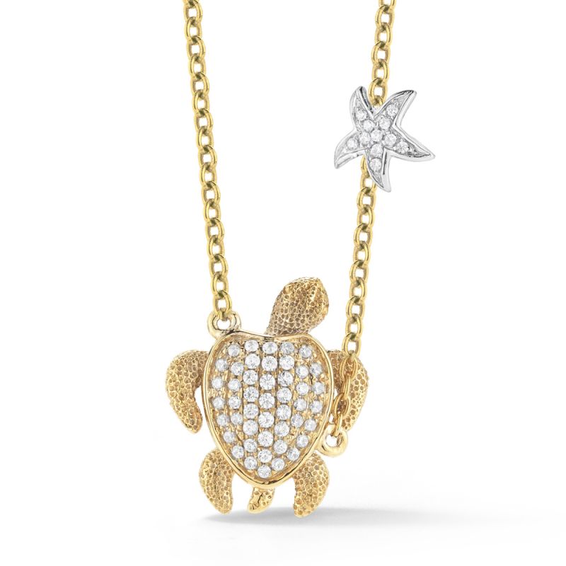 14K Diamond Turtle Necklace