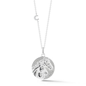 14K Double Horse & Diamond necklace
