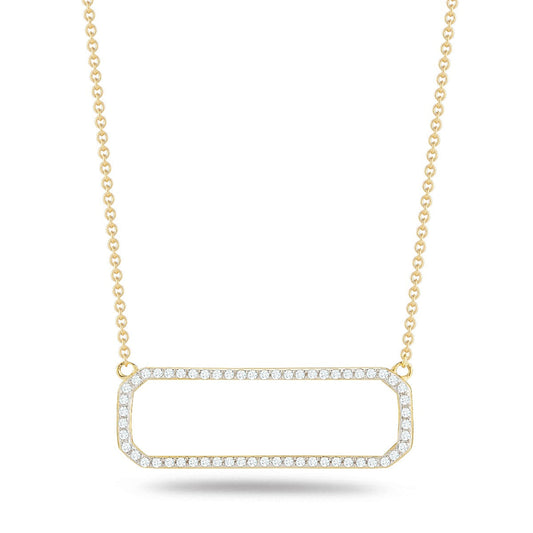 14K GEOMETRIC SHAPED PENDANT WITH DIAMONDS 0.35CT ON 18 INCHES CHAIN