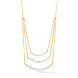 14K ORIGINAL TRIPLE BAR NECKLACE WITH DIAMONDS 0.42CT 3/4 ON 18 INCHES CHAIN