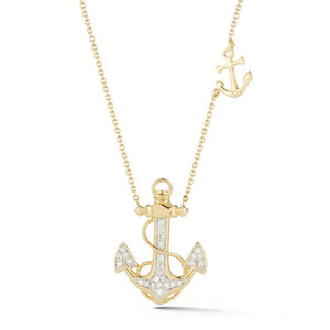 Delicate Diamond Anchor and Rope Necklace