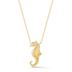 14K Seahorse Necklace With A Diamond 3/4" Long On 18 Inches Cable Chain