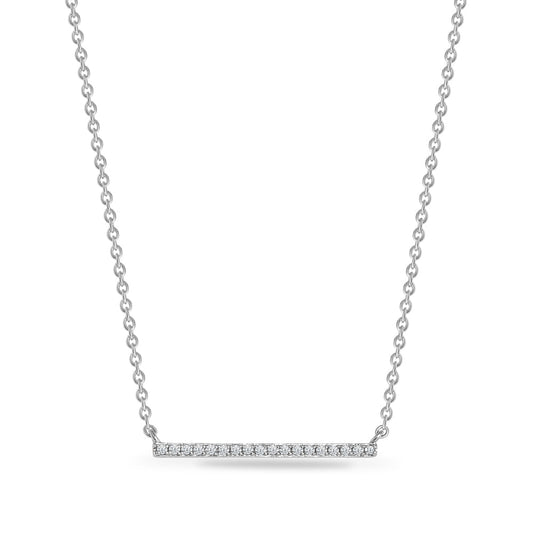 14K SINGLE STRAIGHT  DIAMOND BAR NECKLACE 0.06CT ON 18 INCHES CHAIN