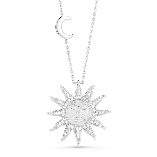 14K ARTSY SUN PENDANT WITH DIAMONDS 0.34CT ON 18 INCHES CHAIN