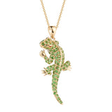 14K Green Garnet Lizard Necklace