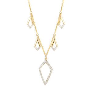 14K DROP NECKLACE WITH 54 DIAMONDS 0.18CT ON 18 INCHES CHAIN