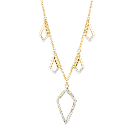 14K DROP NECKLACE WITH 54 DIAMONDS 0.18CT ON 18 INCHES CHAIN