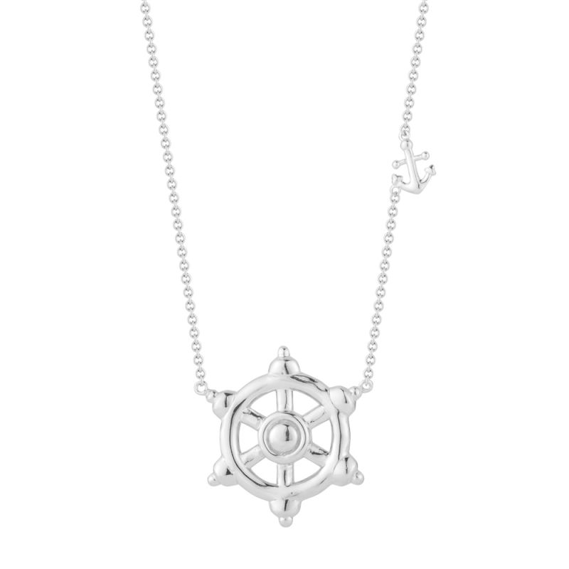 Captain's Sterling Silver Helm Ship Wheel Necklace