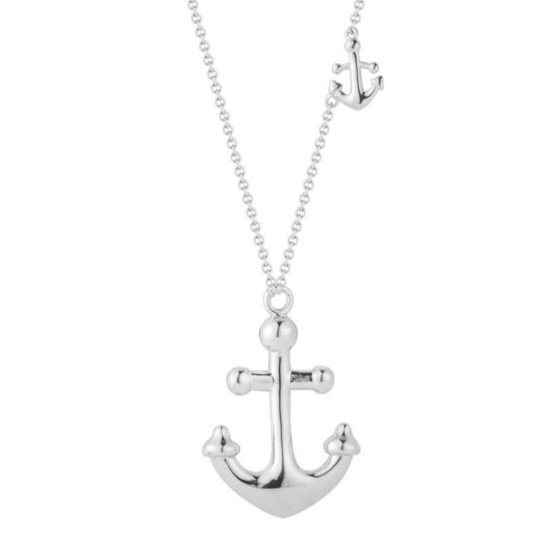 Sterling Silver Anchor Necklace On 18 Inches Cable Chain