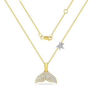 14KW WHALE TAIL NECKLACE 50 DIAMONDS 0 .55CT ON 18 INCH CHAIN