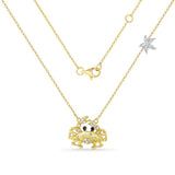 14K CRAB NECKLACE WITH 34 WHITE DIAMONDS 0.20CT & 2 BROWN DIAMONDS 0.01CT ON  18 INCH CHAIN  WITH STAR ON CHAIN