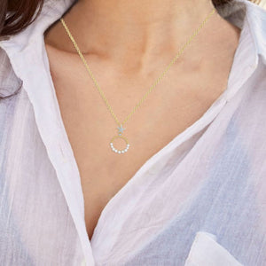 14K ROUND PEARLS & STARFISH PENDANT