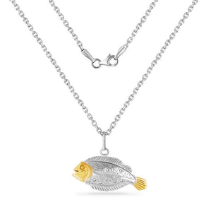 Two-toned 14K and Sterling Silver Flounder Pendant