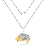 Two-toned 14K and Sterling Silver Bass Pendant On 18 Inches Silver Chain