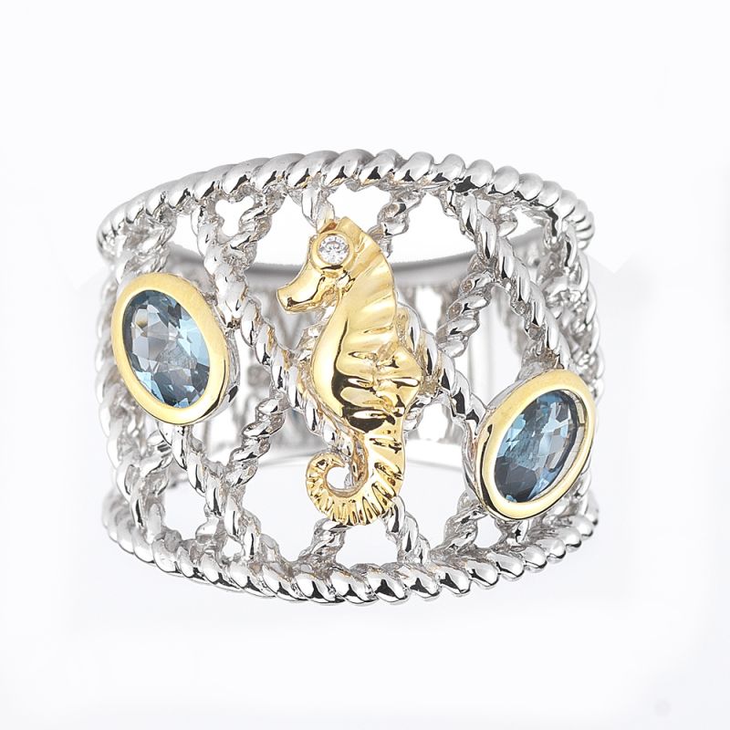Silver and Gold Seahorse Ring