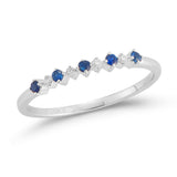 14K DAINTY BAND WITH 4 DIAMONDS 0.03CT AND 5 SAPPHIRES 0.12CT