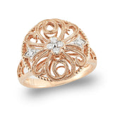 14K ROSE GOLD ROUND FILIGREE DIAMOND RING