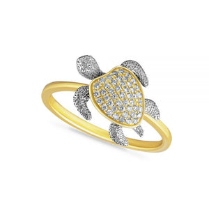 14K TWO TONE MOVING TURTLE RING WITH 46 DIAMONDS 0.17CT